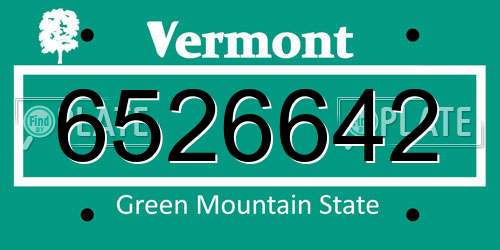 6526642 Vermont License Plate