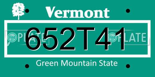 652T41 Vermont License Plate