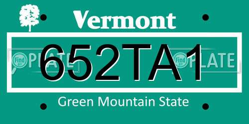 652TA1 Vermont License Plate
