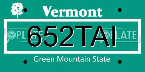 652TAI Vermont License Plate