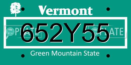 652Y55 Vermont License Plate