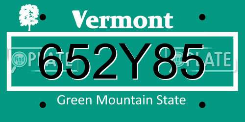 652Y85 Vermont License Plate