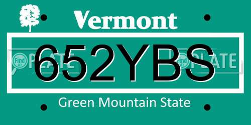 652YBS Vermont License Plate