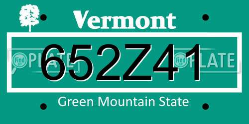 652Z41 Vermont License Plate