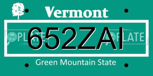652ZAI Vermont License Plate