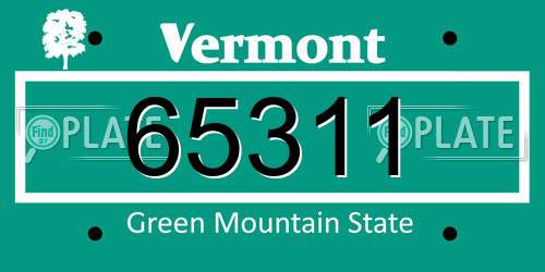 65311 Vermont License Plate