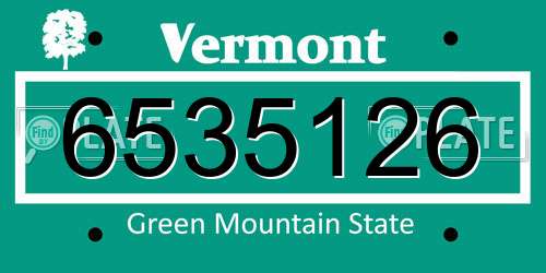 6535126 Vermont License Plate