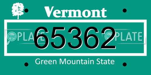 65362 Vermont License Plate