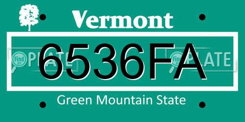 6536FA Vermont License Plate
