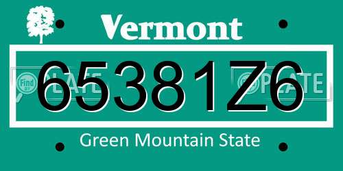 65381Z6 Vermont License Plate