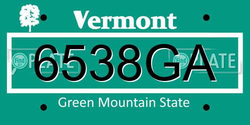 6538GA Vermont License Plate