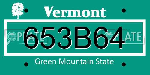 653B64 Vermont License Plate
