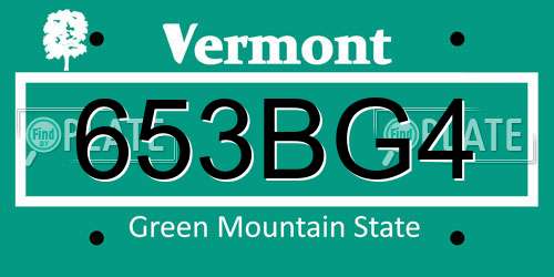 653BG4 Vermont License Plate