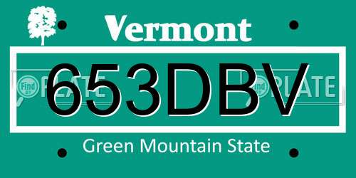 653DBV Vermont License Plate