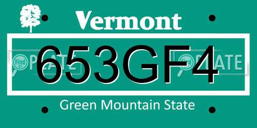 653GF4 Vermont License Plate