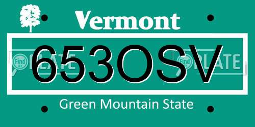 653OSV Vermont License Plate