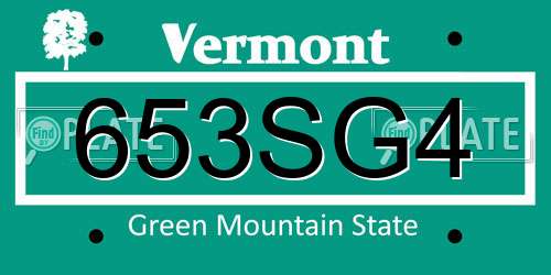 653SG4 Vermont License Plate