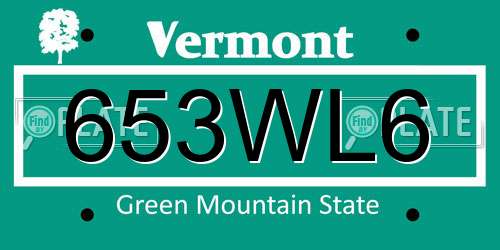 653WL6 Vermont License Plate