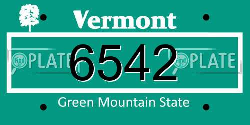 6542 Vermont License Plate