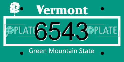 6543 Vermont License Plate