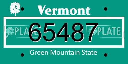65487 Vermont License Plate