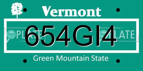 654GI4 Vermont License Plate