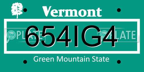 654IG4 Vermont License Plate