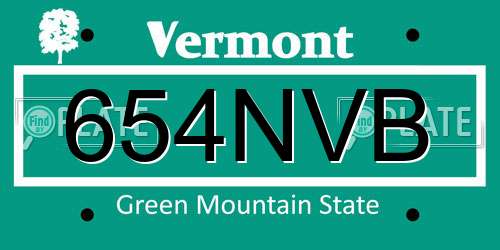 654NVB Vermont License Plate