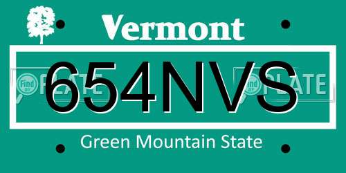 654NVS Vermont License Plate