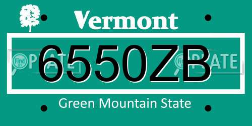 6550ZB Vermont License Plate