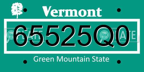 65525Q0 Vermont License Plate