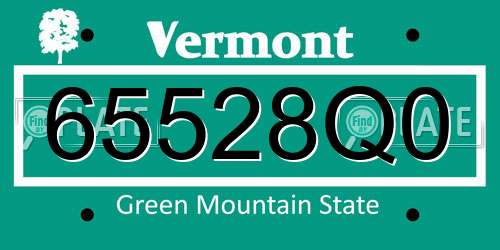 65528Q0 Vermont License Plate