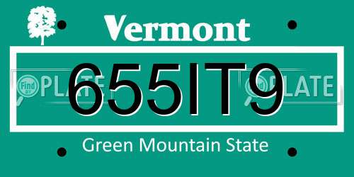 655IT9 Vermont License Plate