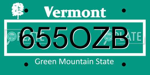 655OZB Vermont License Plate