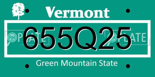 655Q25 Vermont License Plate