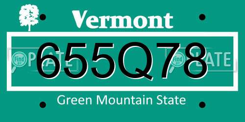 655Q78 Vermont License Plate