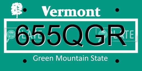 655QGR Vermont License Plate
