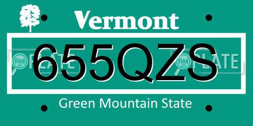 655QZS Vermont License Plate