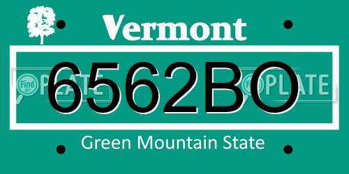 6562BO Vermont License Plate