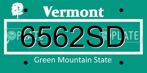 6562SD Vermont License Plate