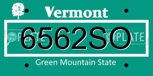6562SO Vermont License Plate