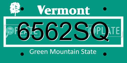6562SQ Vermont License Plate