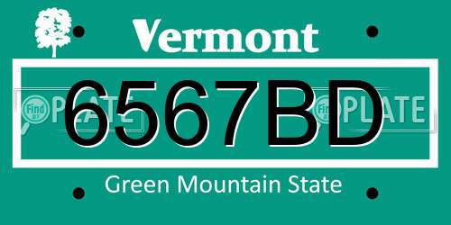 6567BD Vermont License Plate