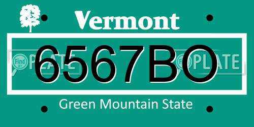 6567BO Vermont License Plate