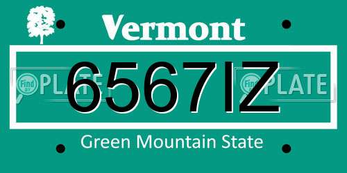 6567IZ Vermont License Plate