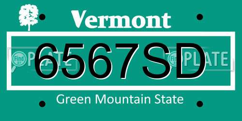 6567SD Vermont License Plate