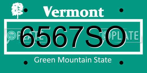 6567SO Vermont License Plate