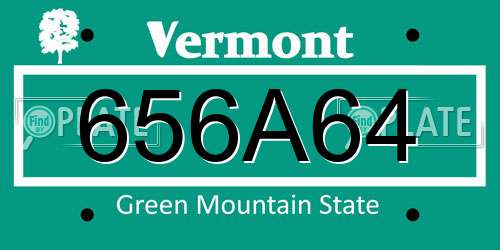 656A64 Vermont License Plate