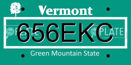 656EKC Vermont License Plate