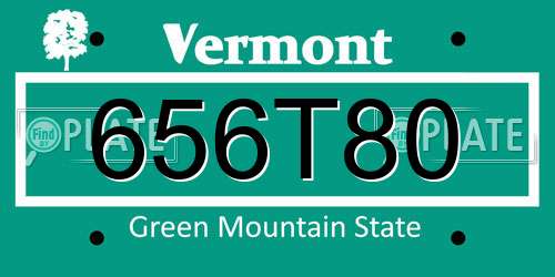 656T80 Vermont License Plate